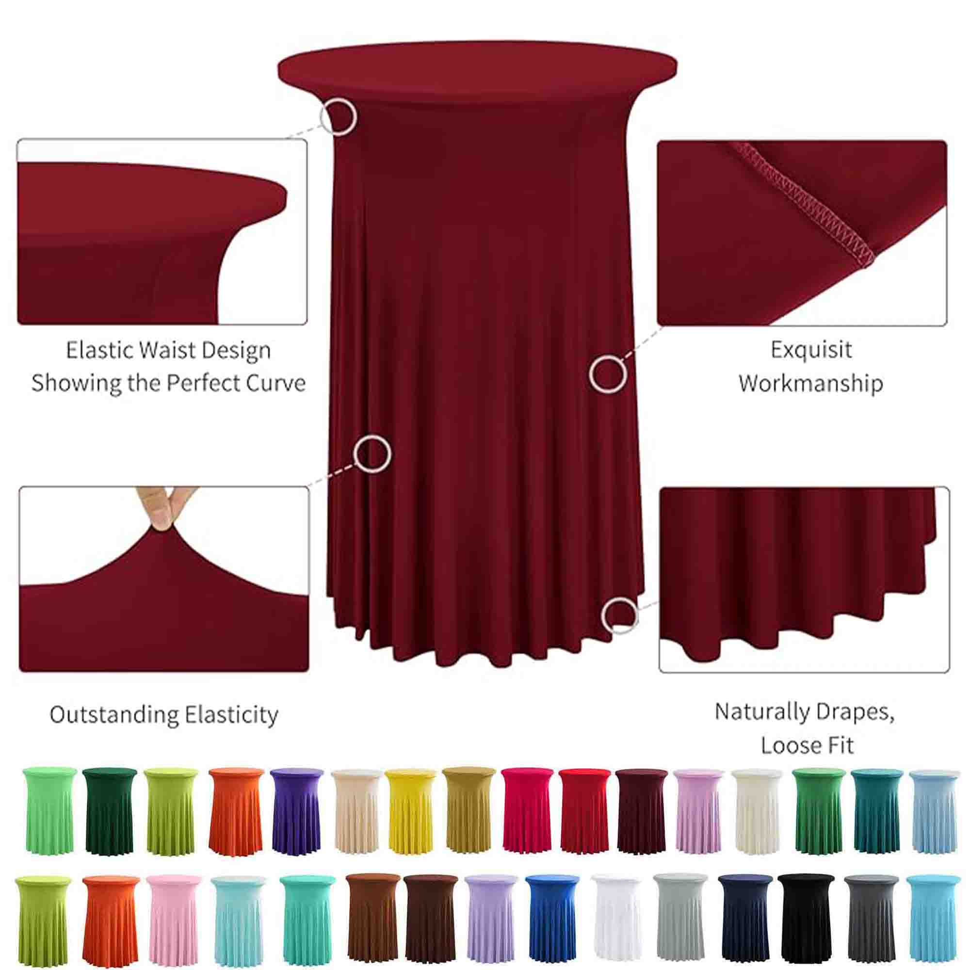 Cocktail Round Table Cover Spandex Stretch Tablecloth with Skirt 1