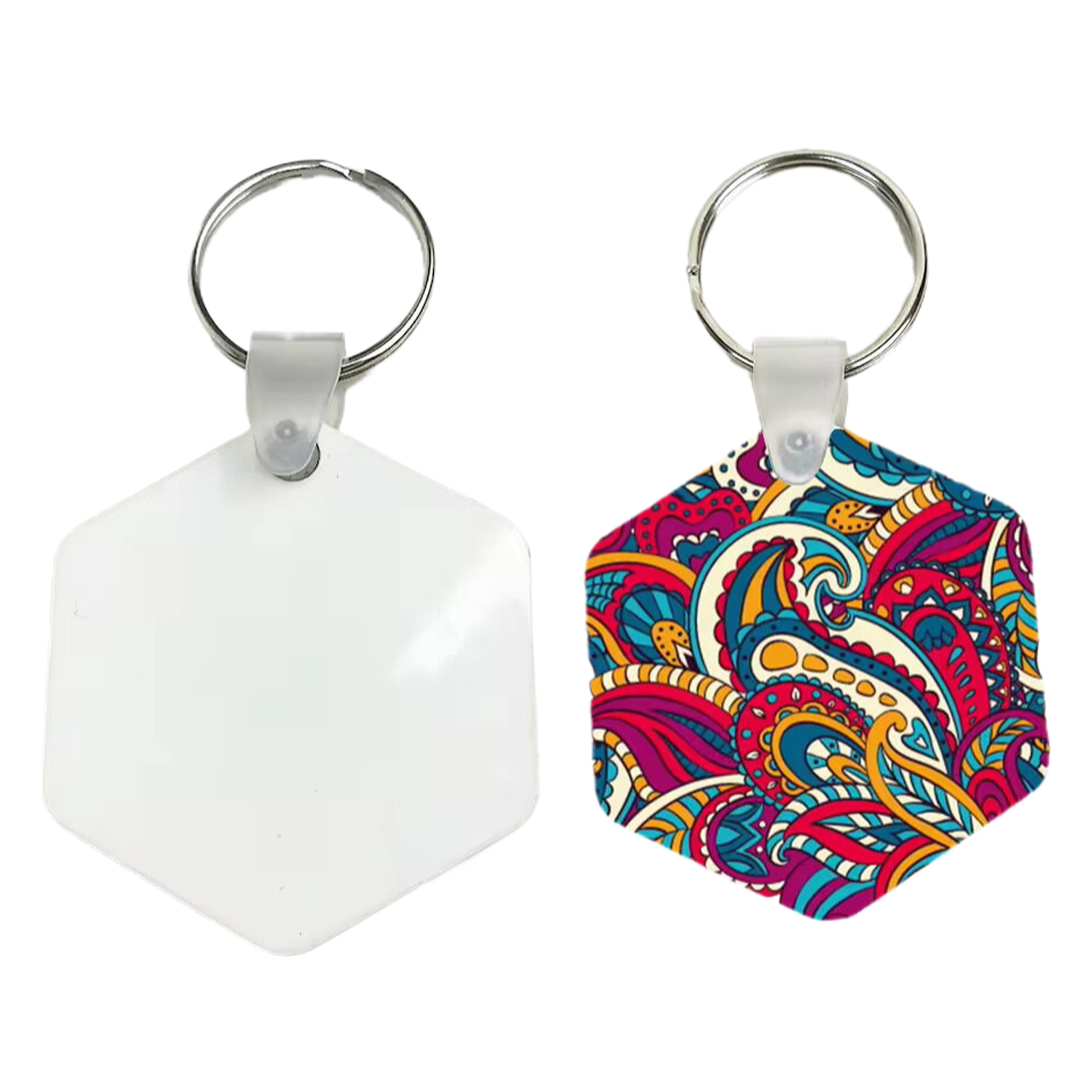 Hexagon Shape MDF Keychain 4
