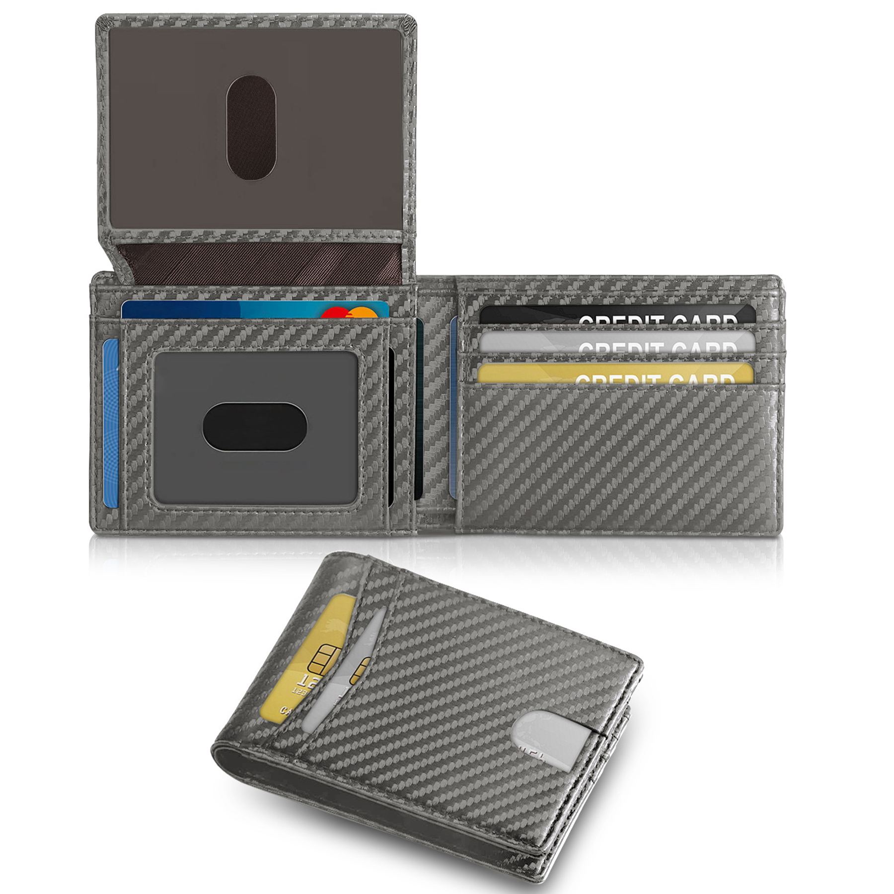 Men's Slim RFID Leather Wallet with 2 ID Windows
