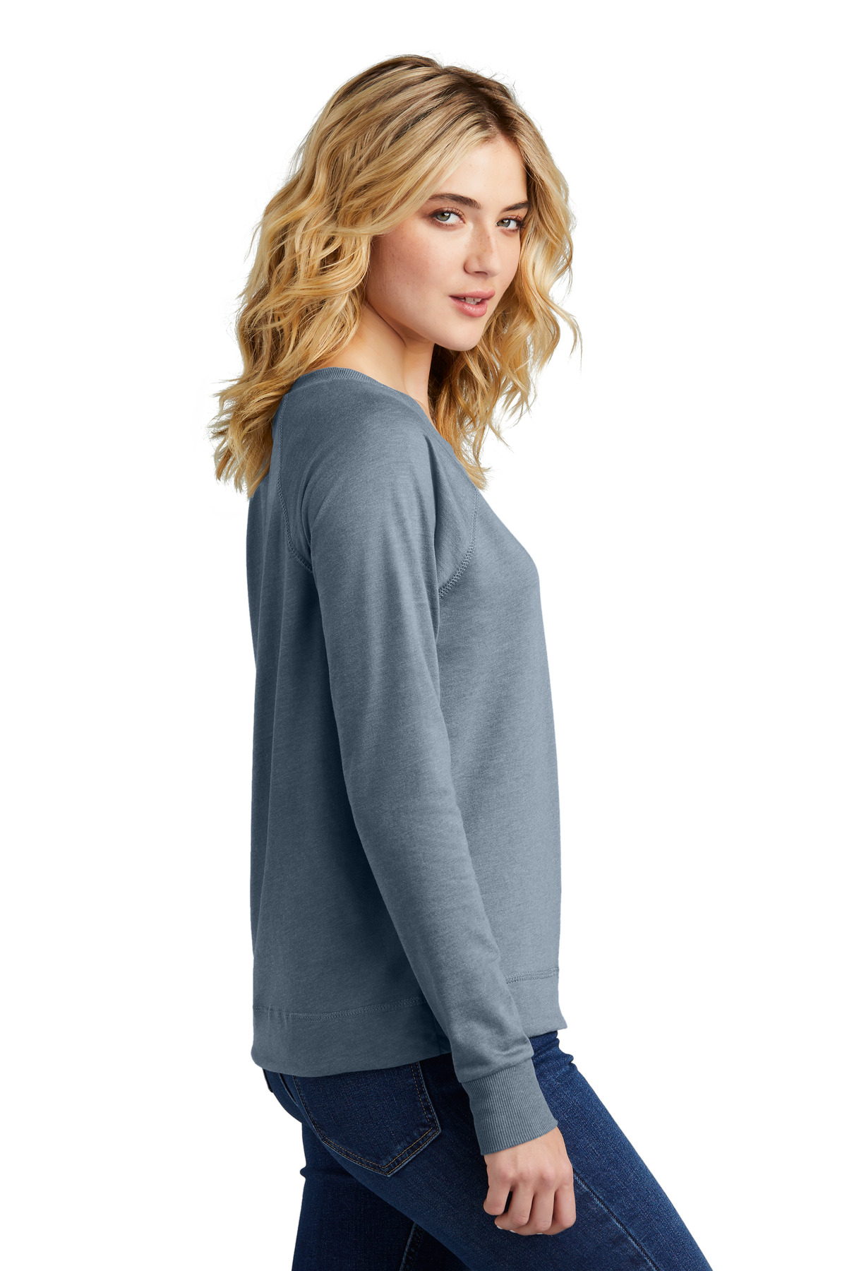 District Women's Featherweight French Terry Long Sleeve Crewneck DT672 23
