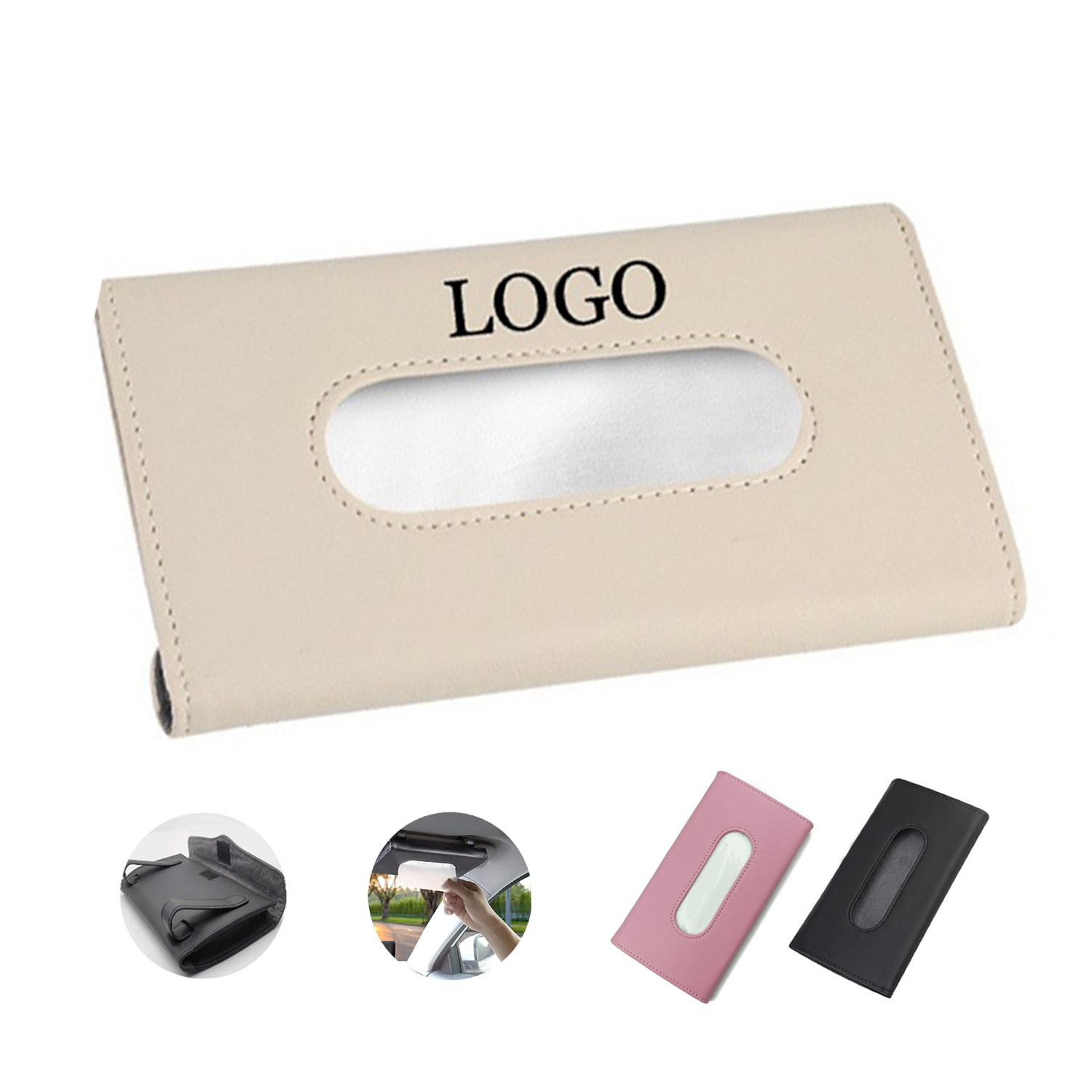 PU Leather Car Visor Tissue Mask Holder 1