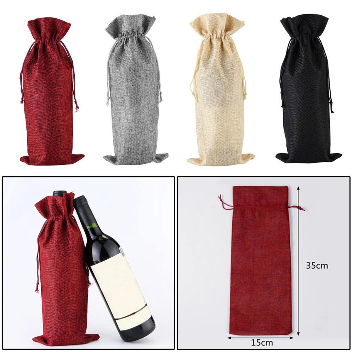 Drawstring Jute Wine Bag 2