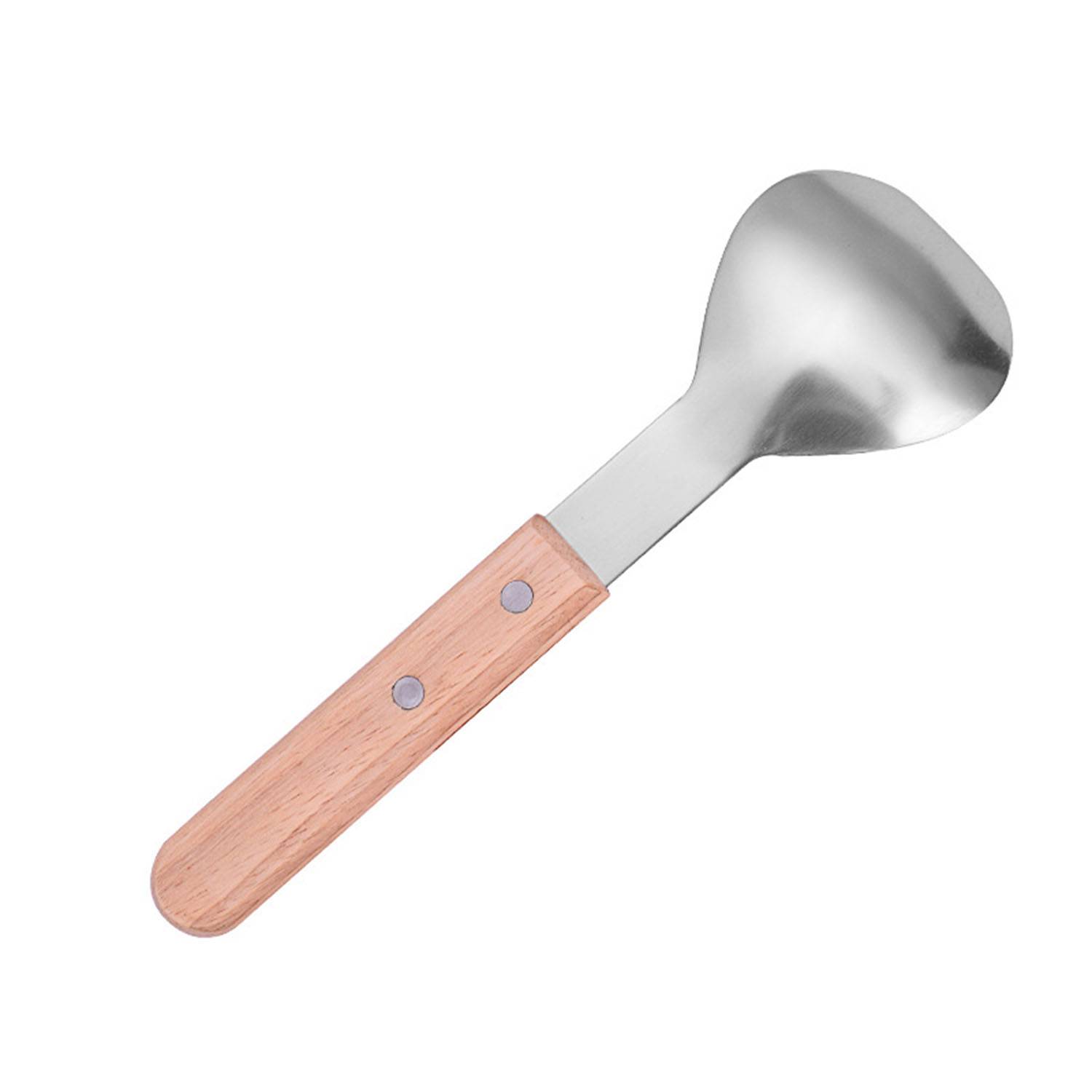 Stainless steel wooden handle ice cream spoon kitchen tool 6
