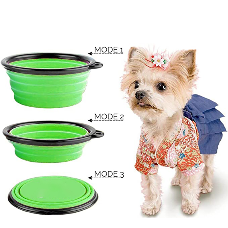 Portable Foldable Dogs Food Bowls w/ Carabiner Clip 14