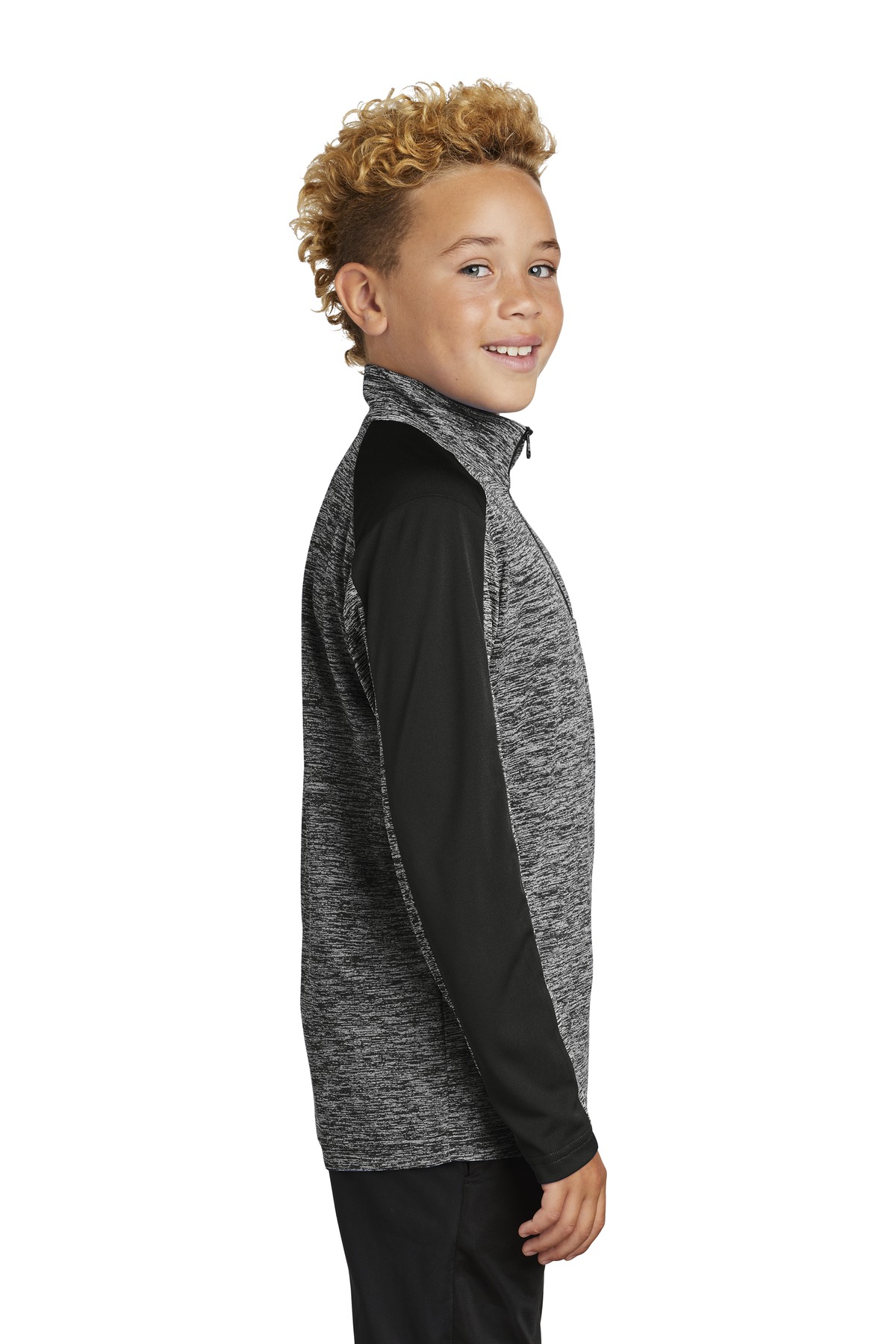 Sport-Tek Youth PosiCharge Electric Heather Colorblock 1/4-Zip Pullover. YST397 18