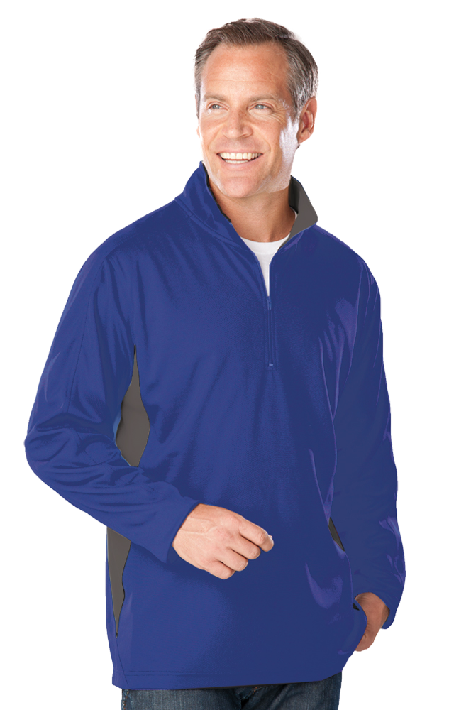 Men's Wicking Colorblock L/S Zip Pullover, custom hoodie or sweatshirt with logo imprint 2