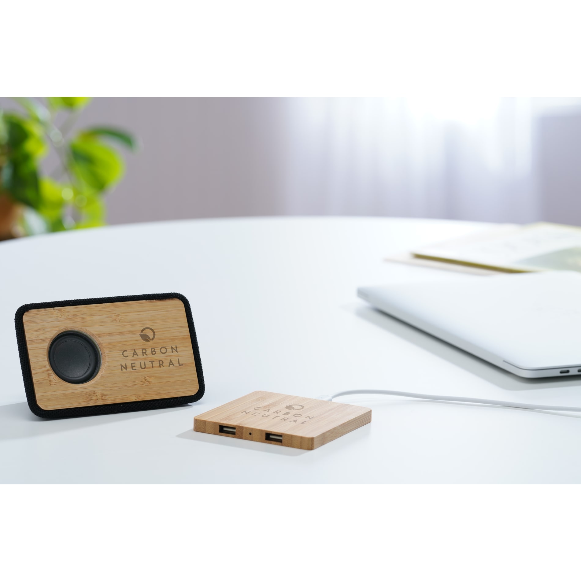 FSC® 100% Bamboo Wireless Charge Pad w/Dual Output 98