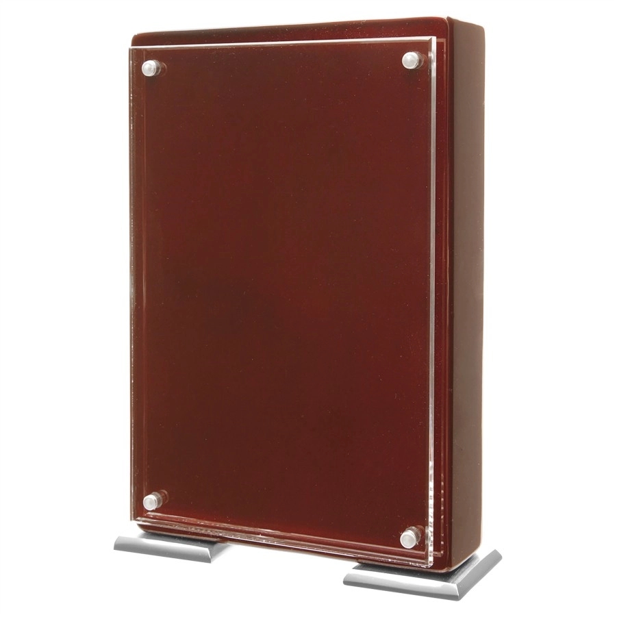 7 1/4" Rosewood Finish High Gloss Floating Acrylic Standup Plaque 23