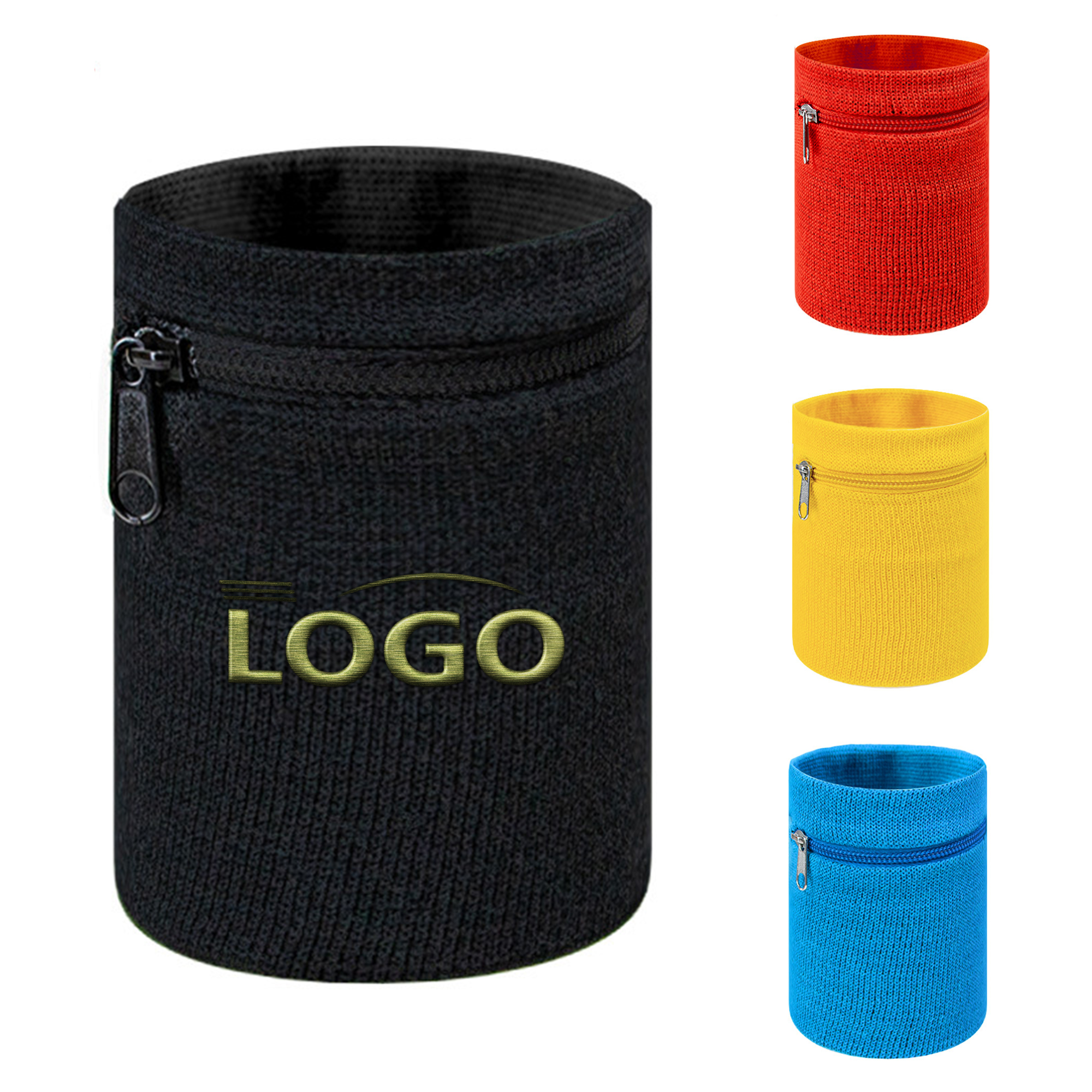 Cotton Sports Wristband with Zipper Pocket 4