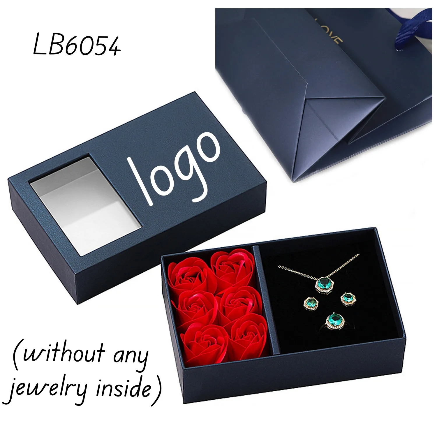 Set Jewelry Gift Box with Lids Six Eternal Rose Inside 2