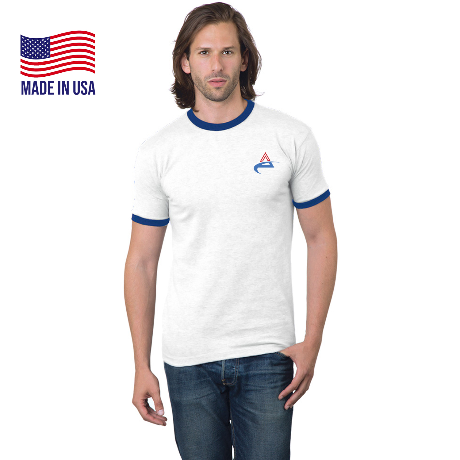100% Cotton USA-Made Heavyweight Ringer Crew Tee 2