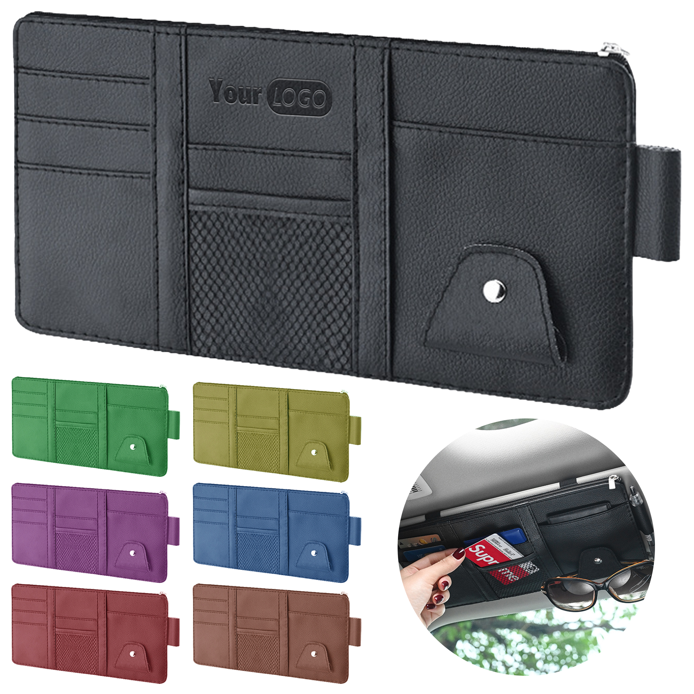 Pu Multi Functional Car Sunshade Storage Card Bag 3