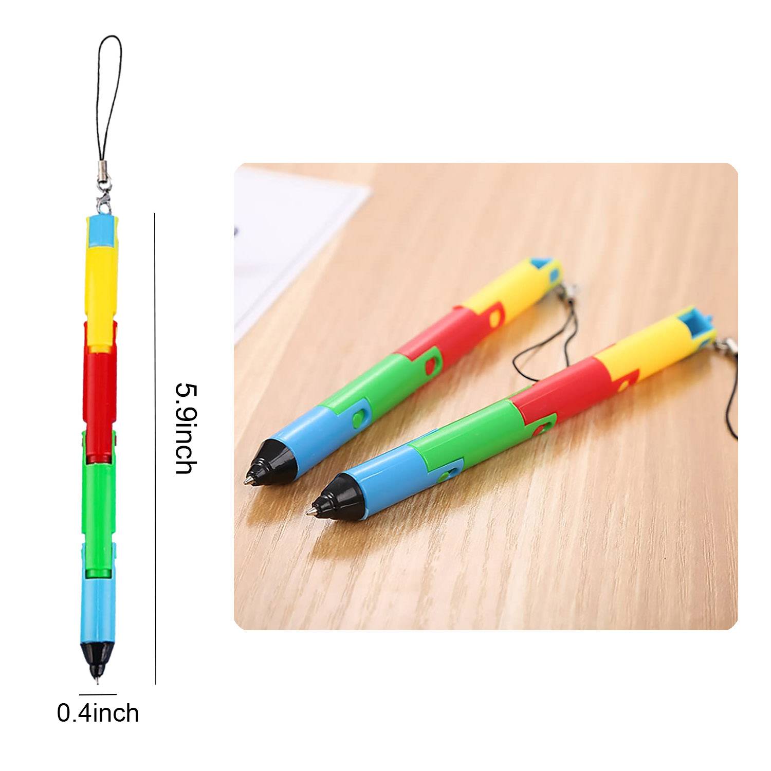 Foldable Plastic Puzzle Ballpoint Pen w/ Hanging Chain 7