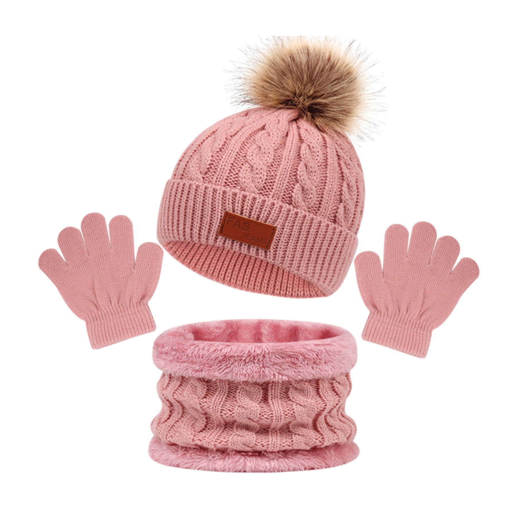 Winter Beanie Hat Scarf Gloves Set 6
