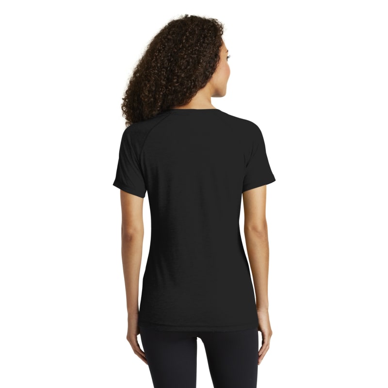 Sport-Tek Women's PosiCharge Tri-Blend Wicking Scoop Neck Raglan Tee. 49