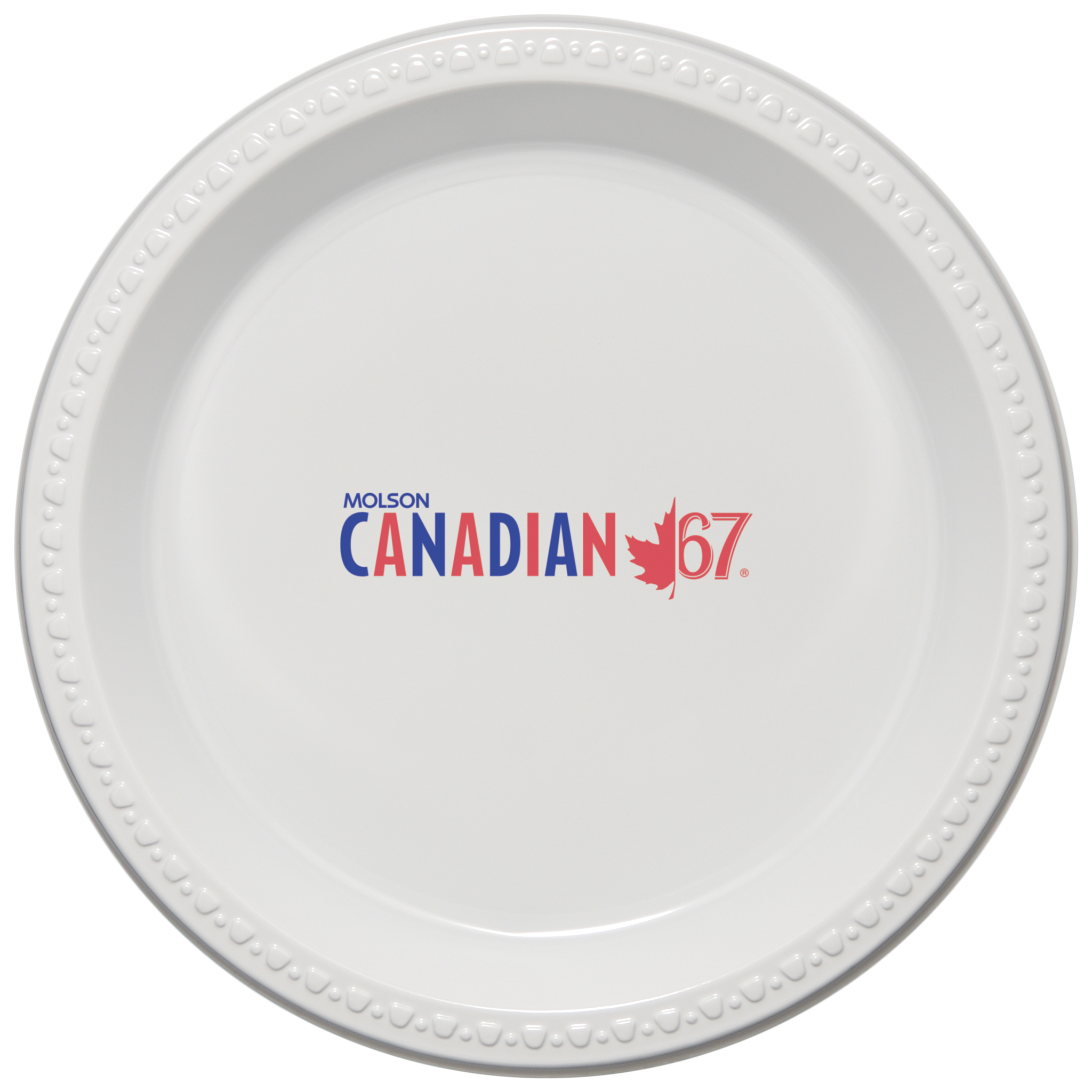 10.000" Plain Medium Weight Plastic Plate Round White Tradition Print 4