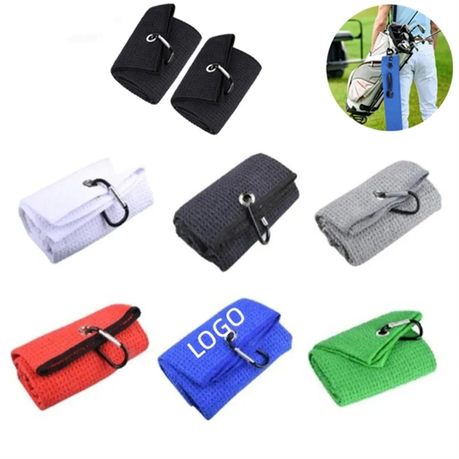Premium Microfiber Fabric Golf Towel With Carabiner Clip 3
