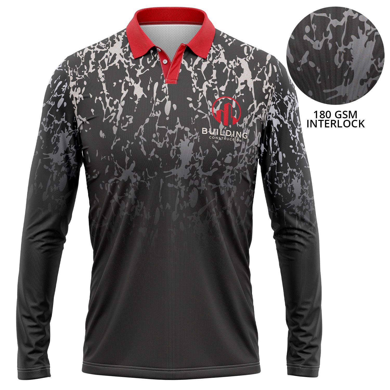 Unisex 180 GSM Poly Interlock Sublimation Long Sleeve Polo Shirts 2