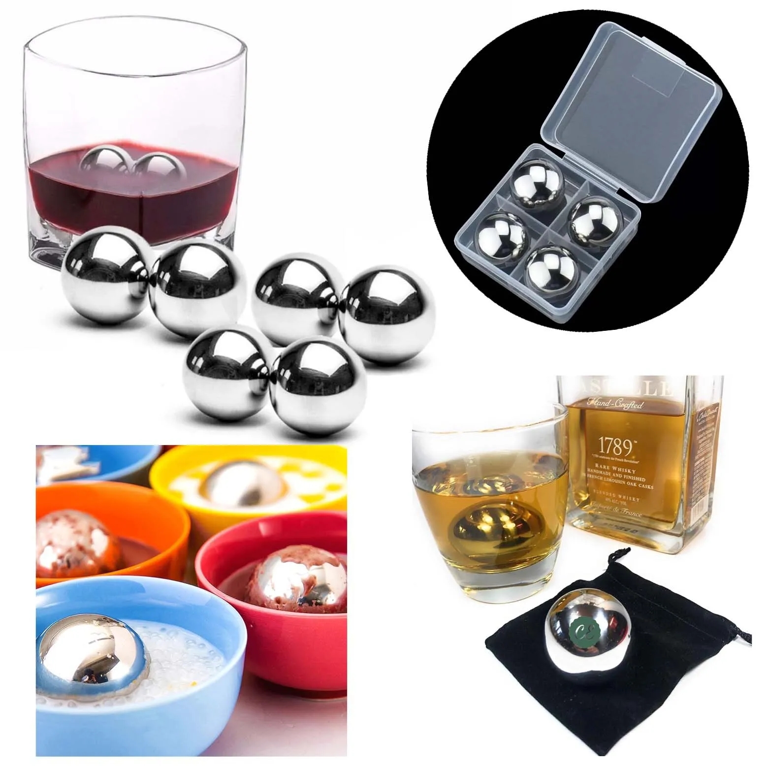 Stainless Steel Ice Cubes Metal Whiskey Ball 2