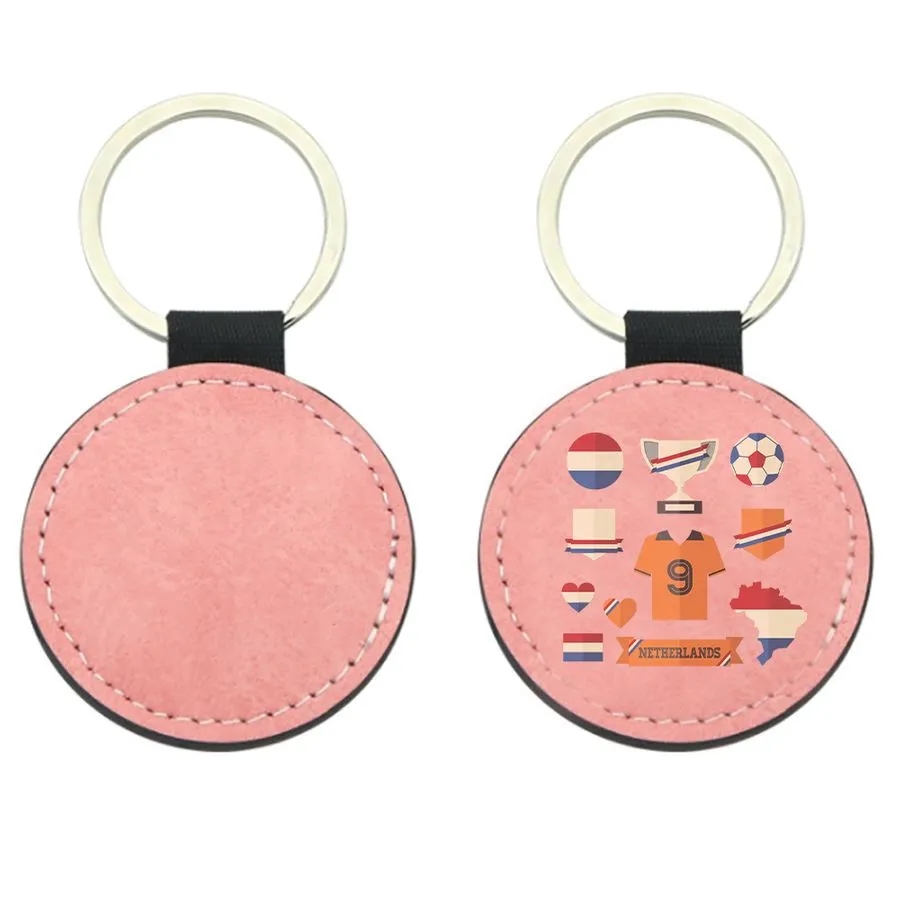 Full-Color Circle Leather Keychain 6