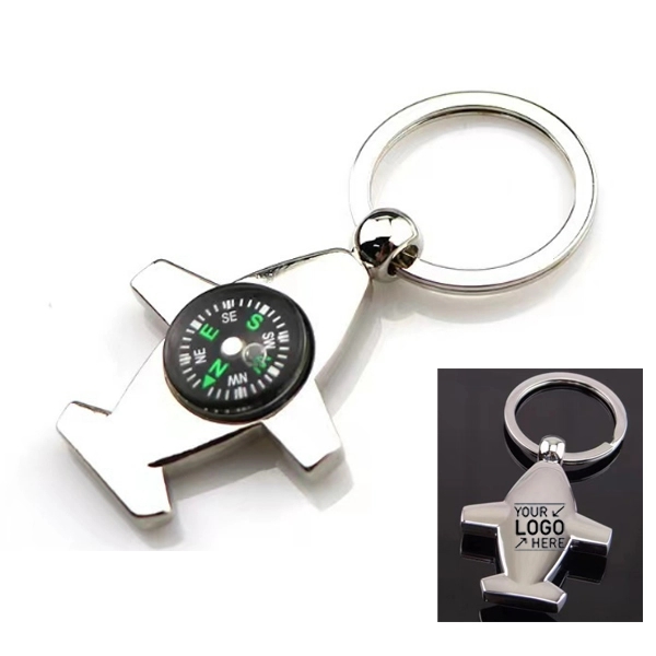 Airplane Shaped Compass Keychain