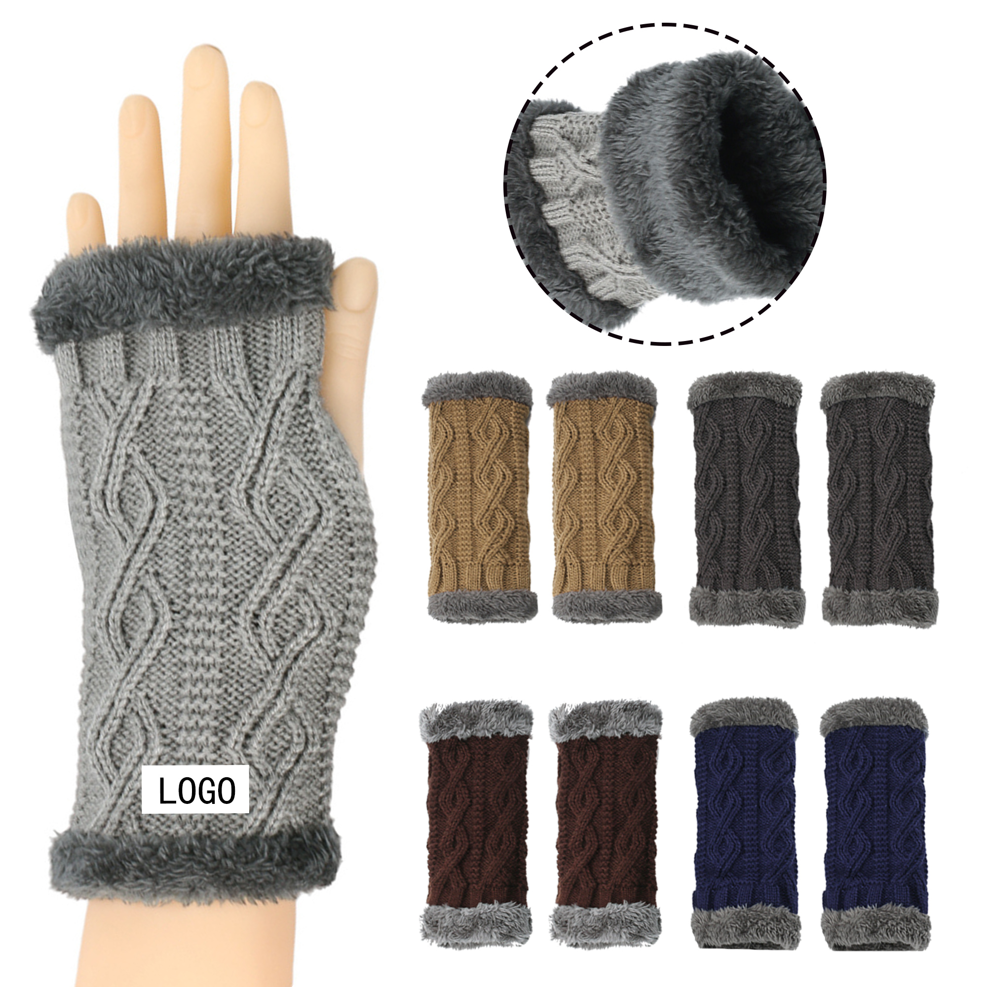 Bare Finger Knitted Thick Wrist Gloves 2