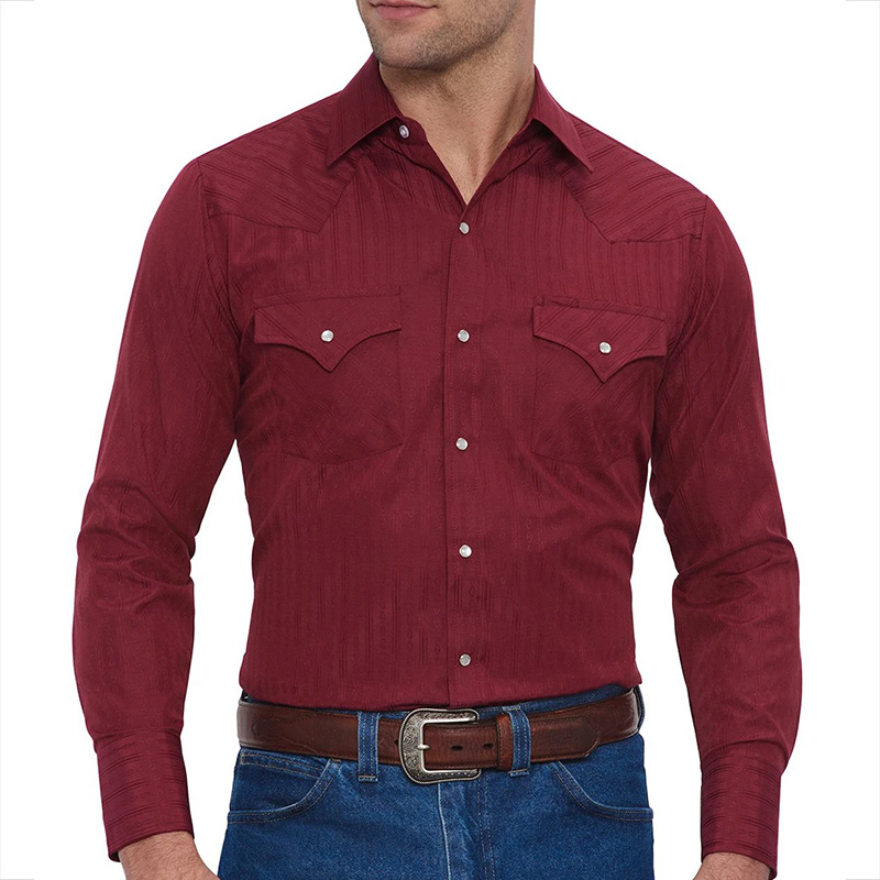 Long Sleeve Tone-on-Tone Western Wear Shirt 6