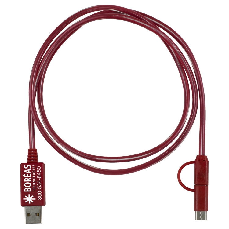 "Payson" 3-in-1 LED Lighted Cell Phone Charging Cable with Type C Adapter 16