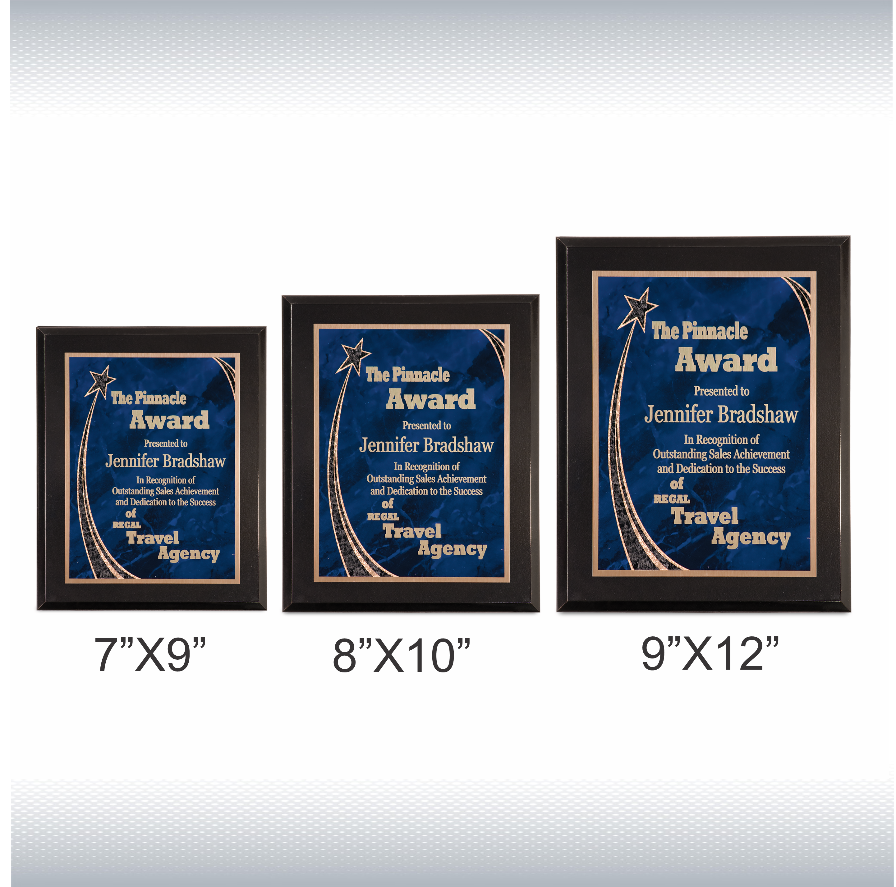 Premium Black Piano Finish Plaque w/ Blue Rising Star Plate 3