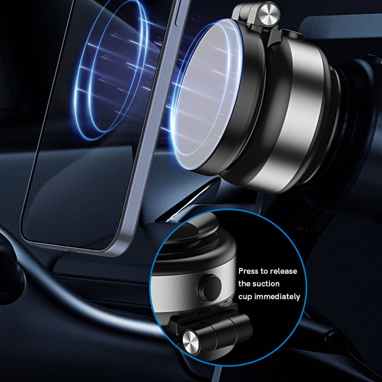 Adjustable Electric Vacuum Magnetic Car Phone Mount 6