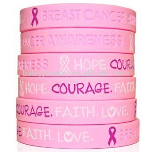 1/2 Inch Breast Cancer Deboss-fill Wristband /Packaging 1