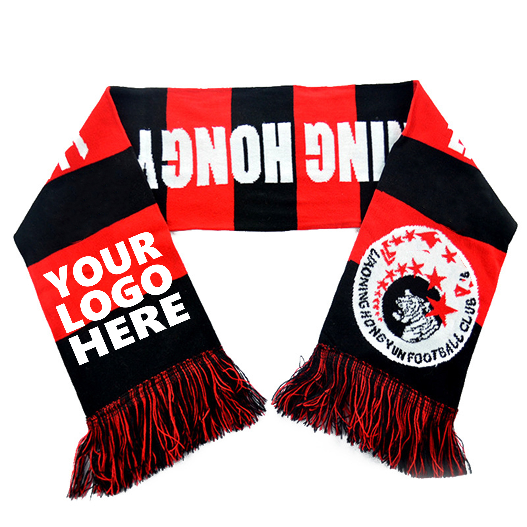 Jacquard Fringe Scarf with Stripes 1