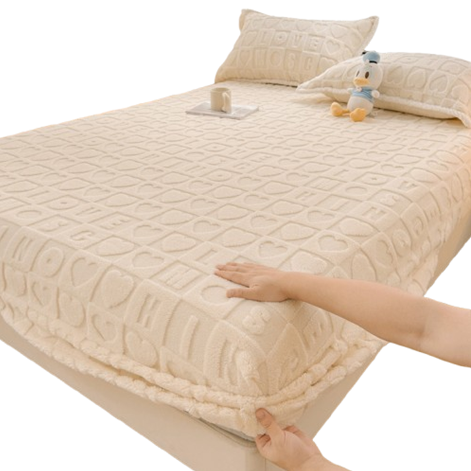 3 Piece Washable Velvet Fitted Bed Set 3