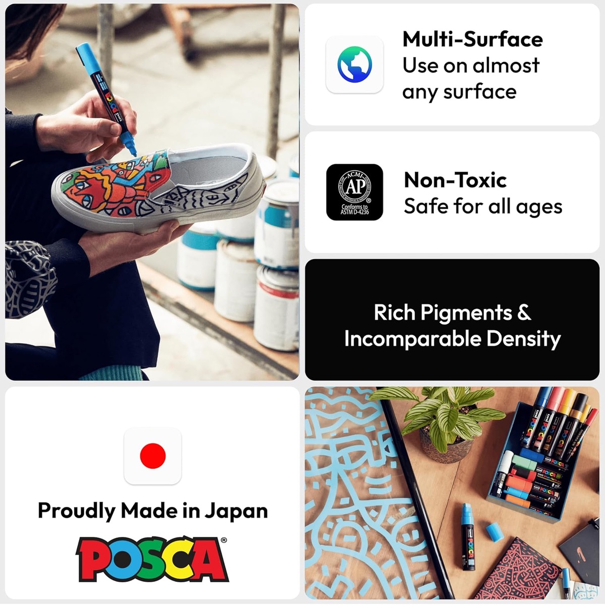 POSCA 4 Piece Metallic Marker Set with Bag 56