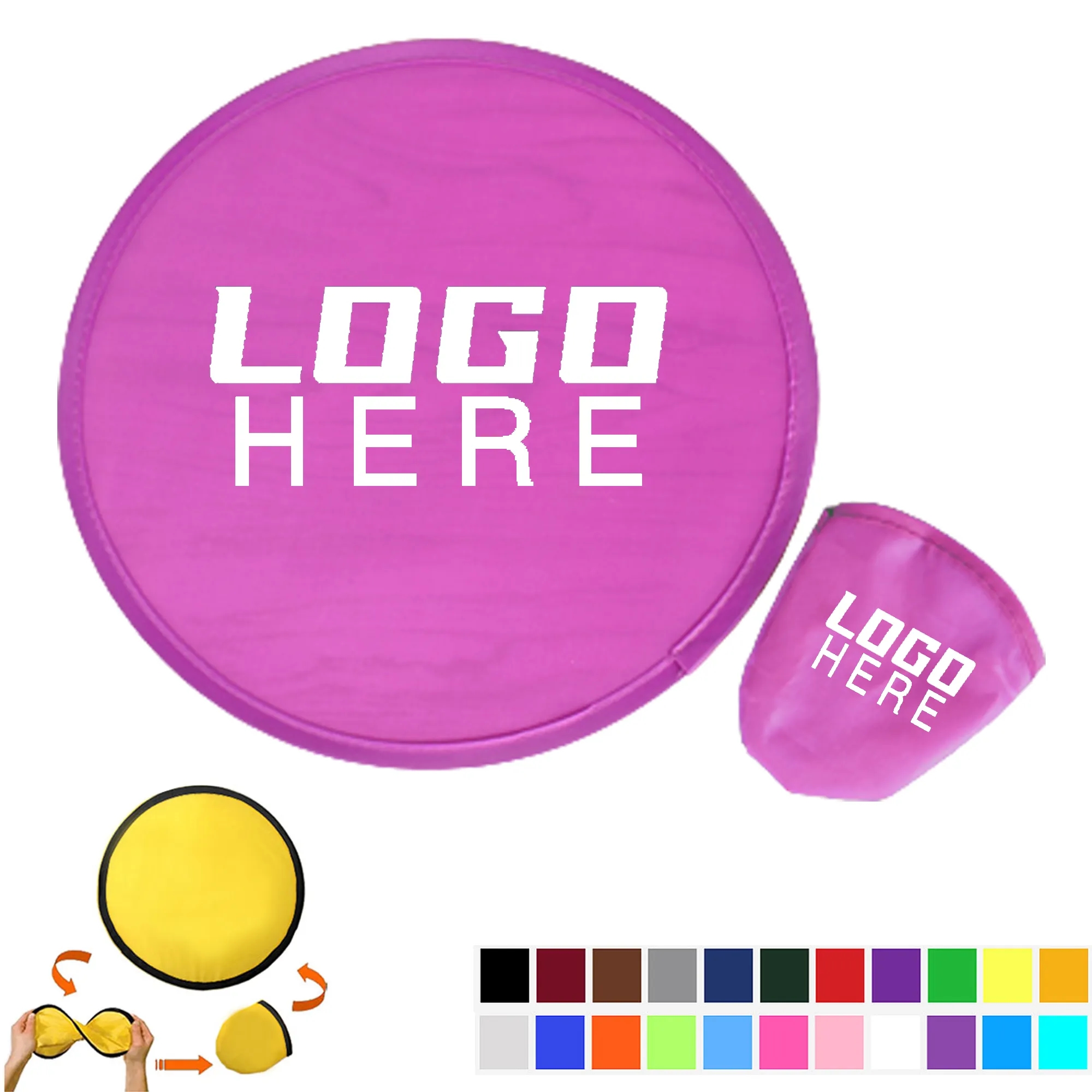 9.8" Dia Full Color Soft Folding Flying Disc With Pouch