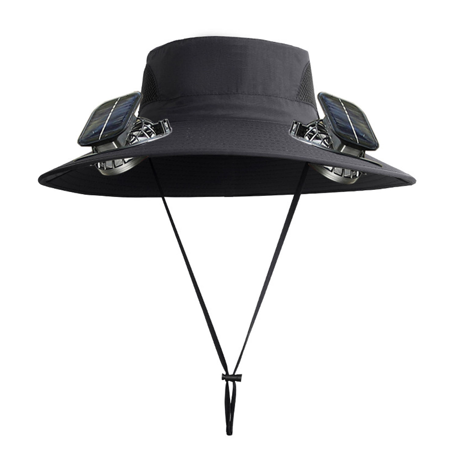 Wide Brim Waterproof Polyester Bucket Hat w/ Fans 2