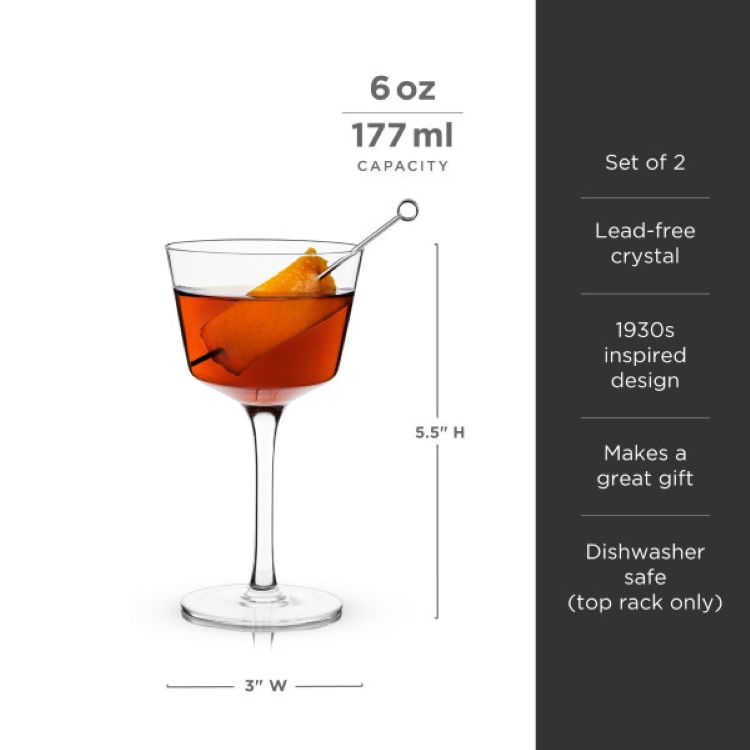 Viski® Angled Crystal Nick & Nora Glass, set of 2 12