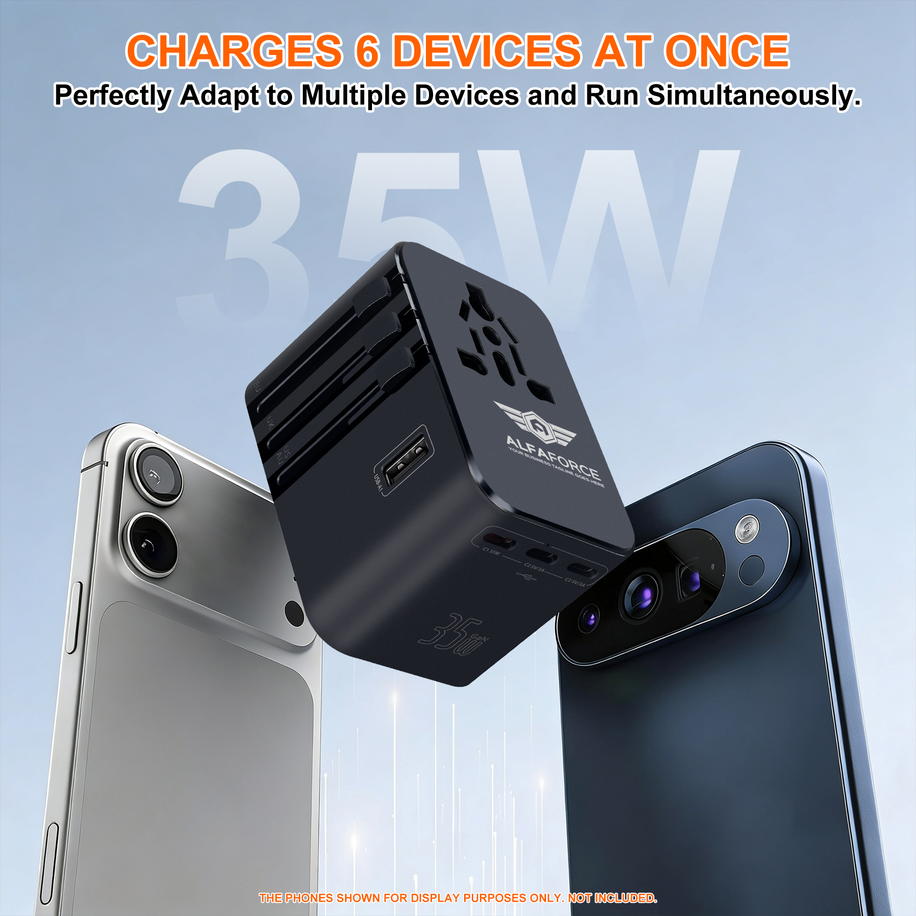 35W Universal Travel Adapter With 5 USB Ports And PD Fast Charging 16