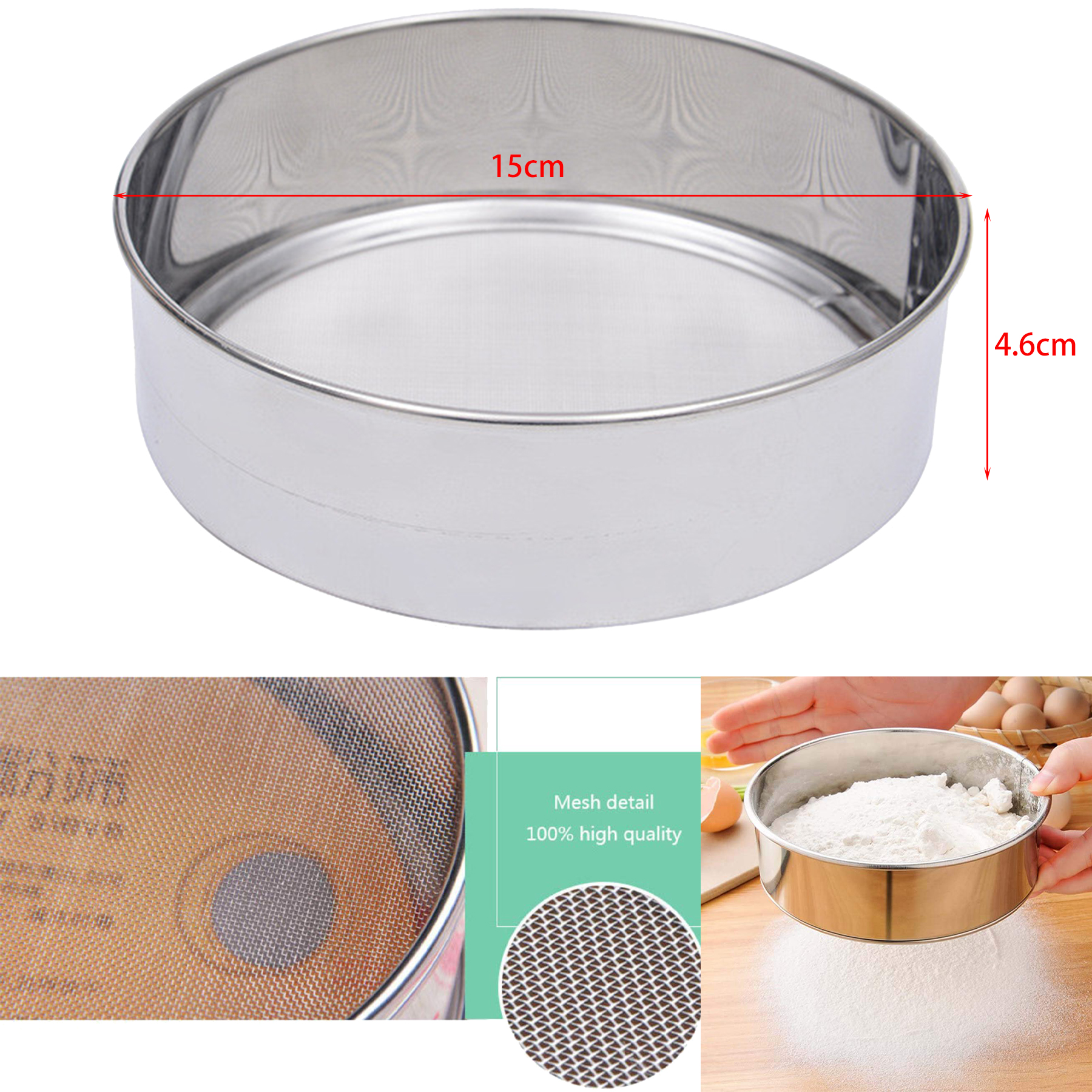 40 Mesh Professional 6 Inch, Round Flour Sifter 2