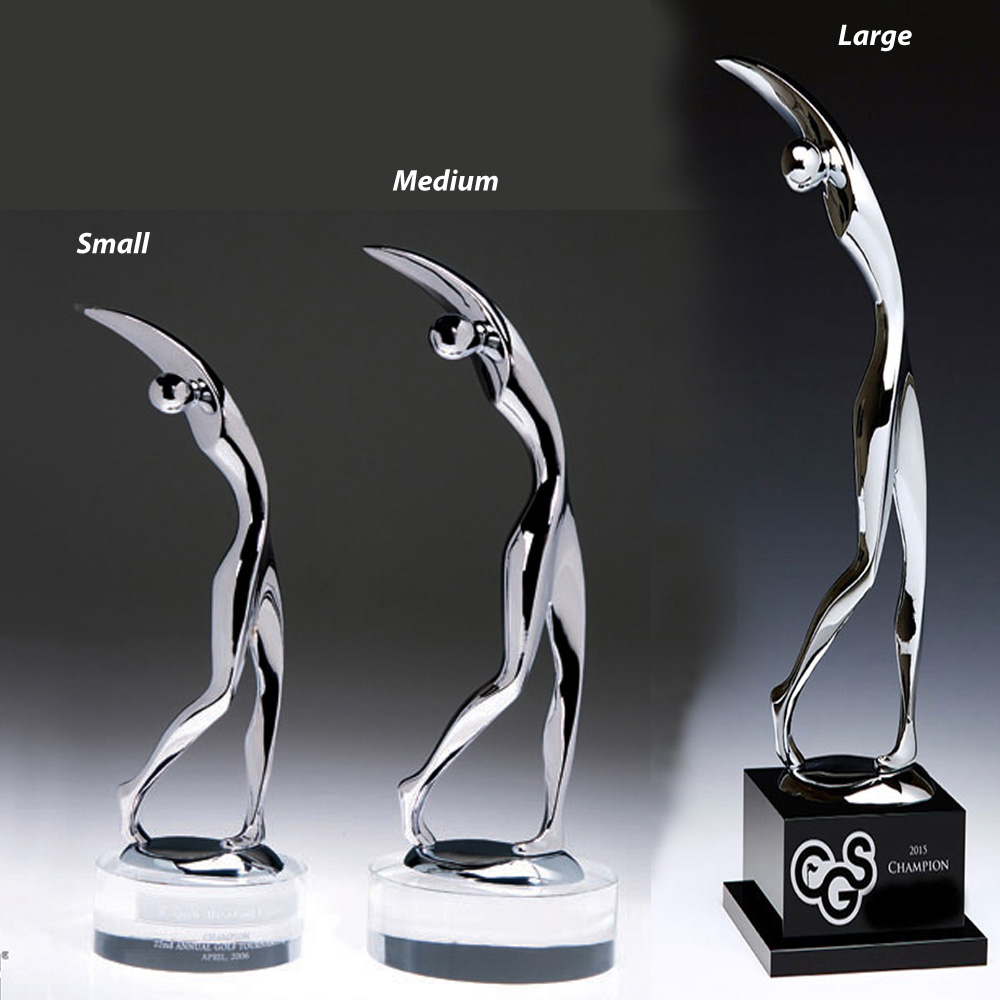Fantastic Metal Golfer Trophy with Crystal Base-Large 2