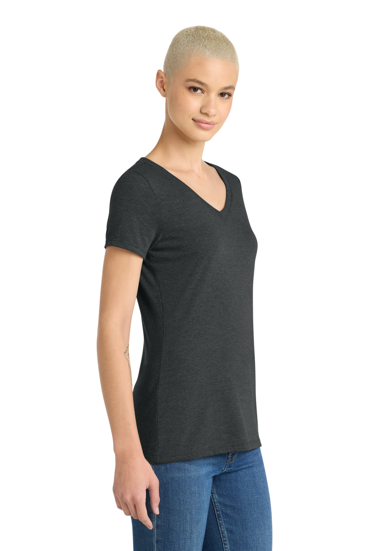 District Women's Perfect Tri V-Neck Tee. DM1350L 4