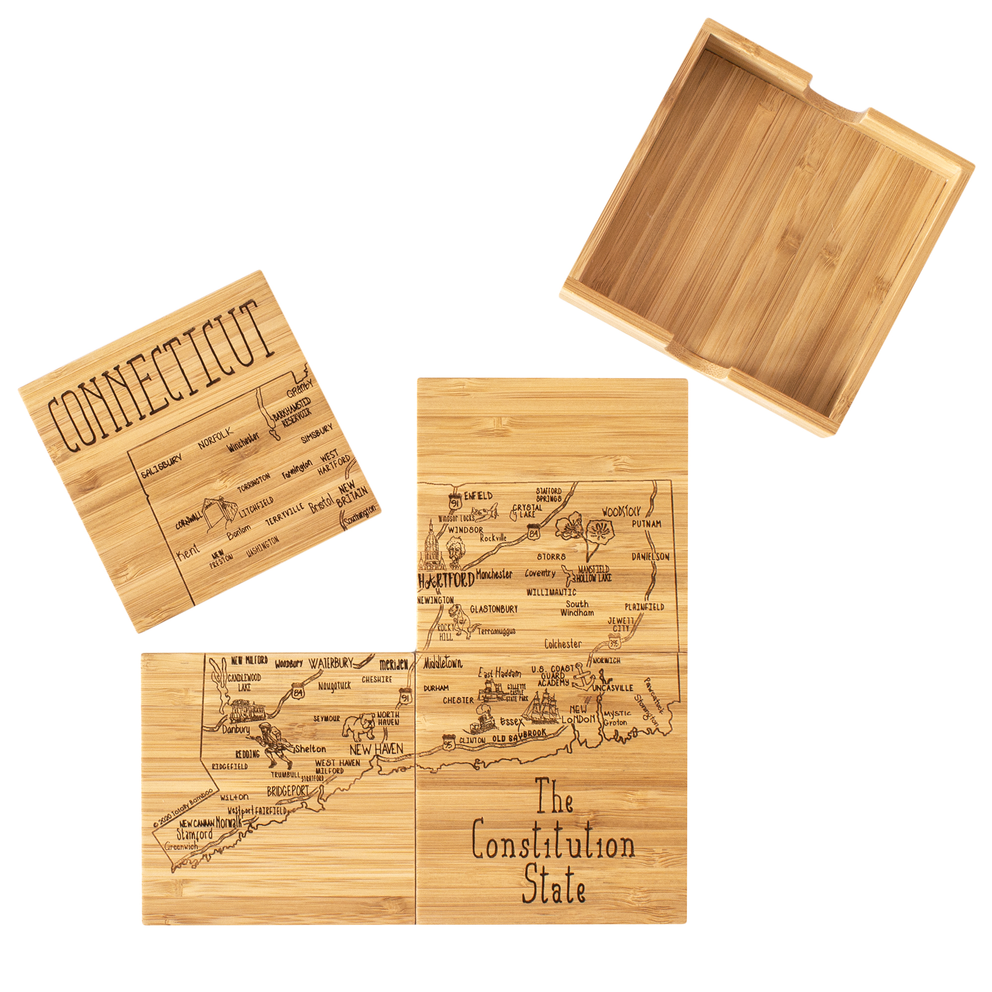 Connecticut Puzzle Coaster Set 3