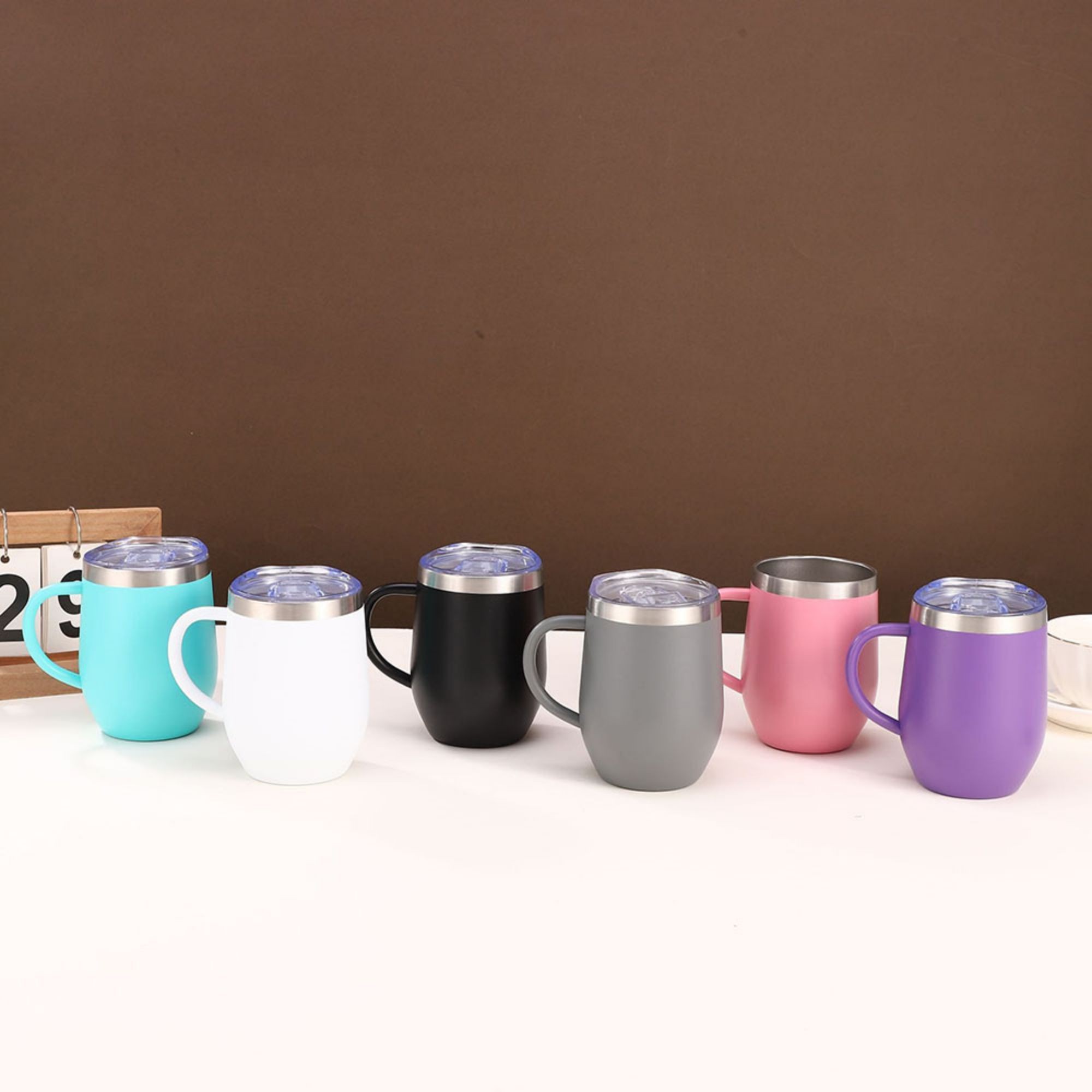 12 oz Color Customized Stainless Steel Travel Eggshell Cup with handle 2