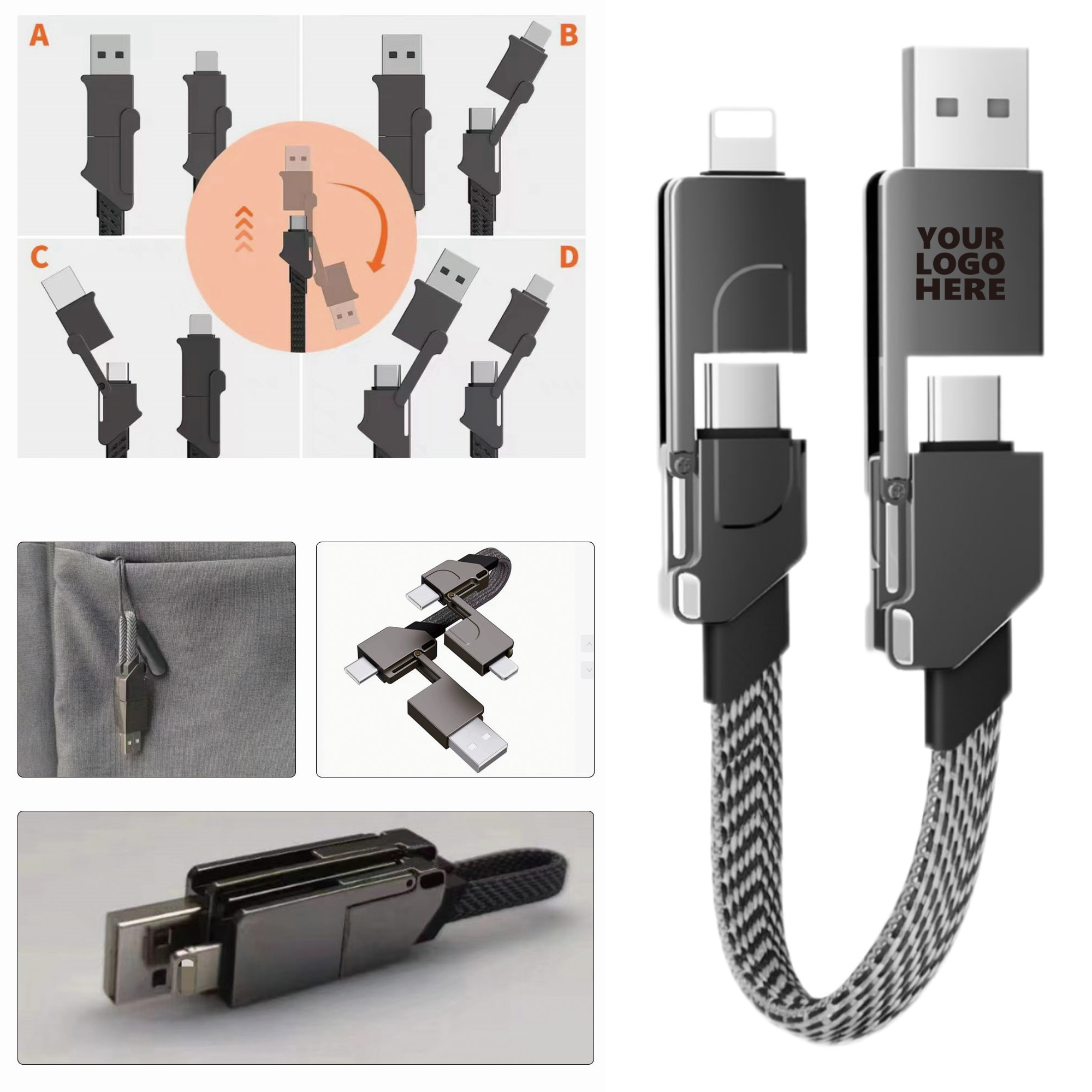 60W 6-Function Integrated Quick Charging Cable 2