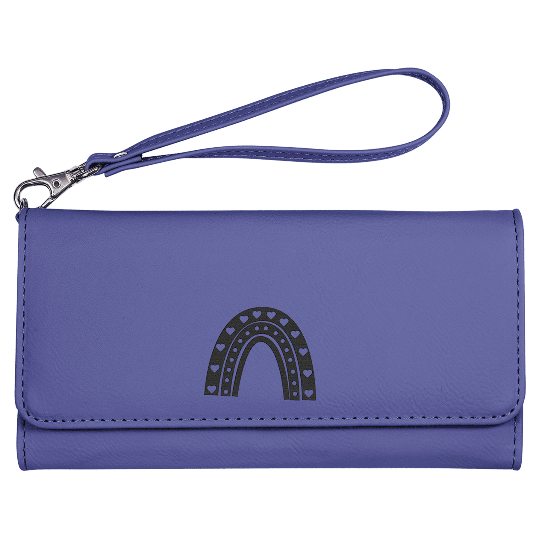 7 1/2" x 4" Purple Leatherette Wallet with Strap 2