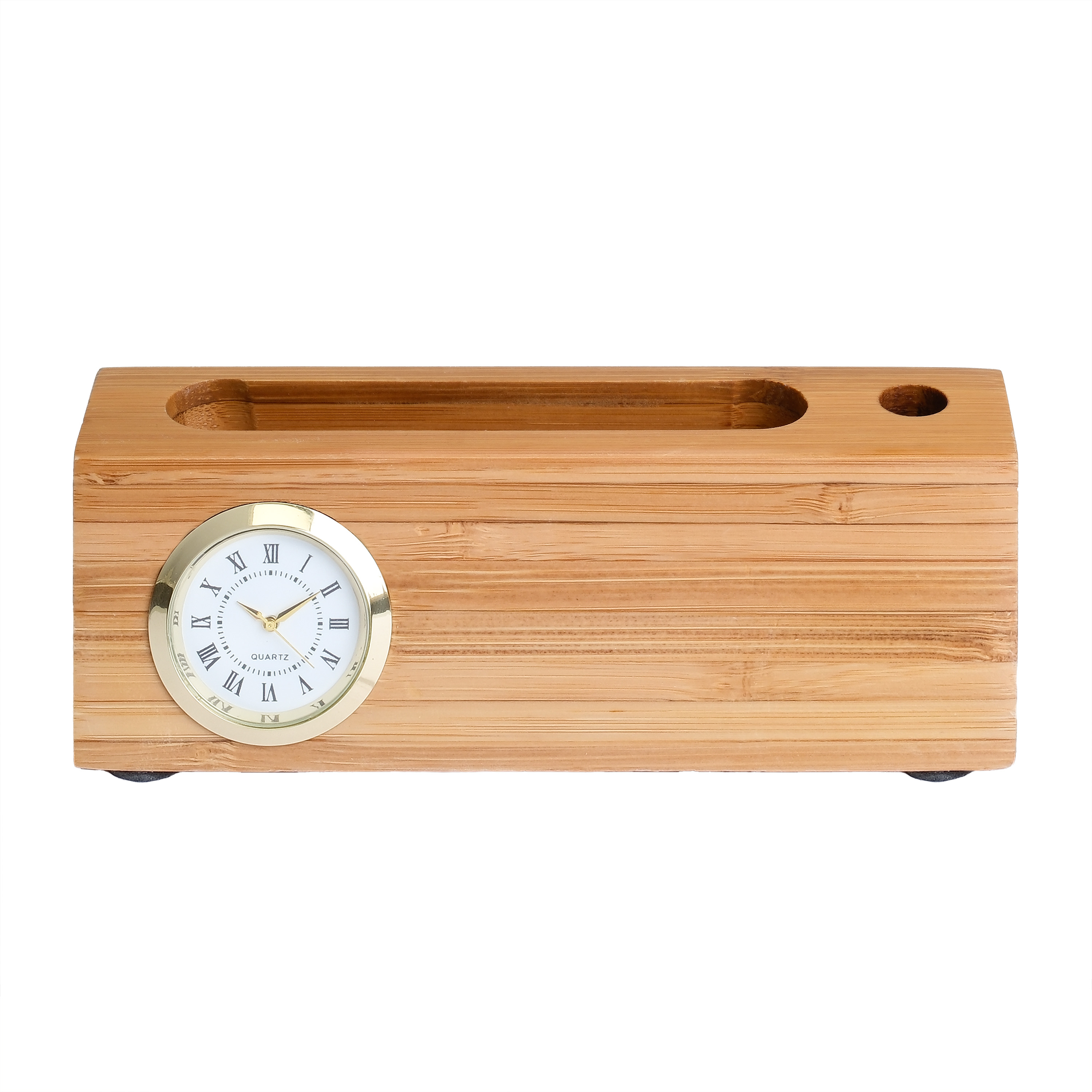 Bamboo Business Card & Pen Holder Clock 8
