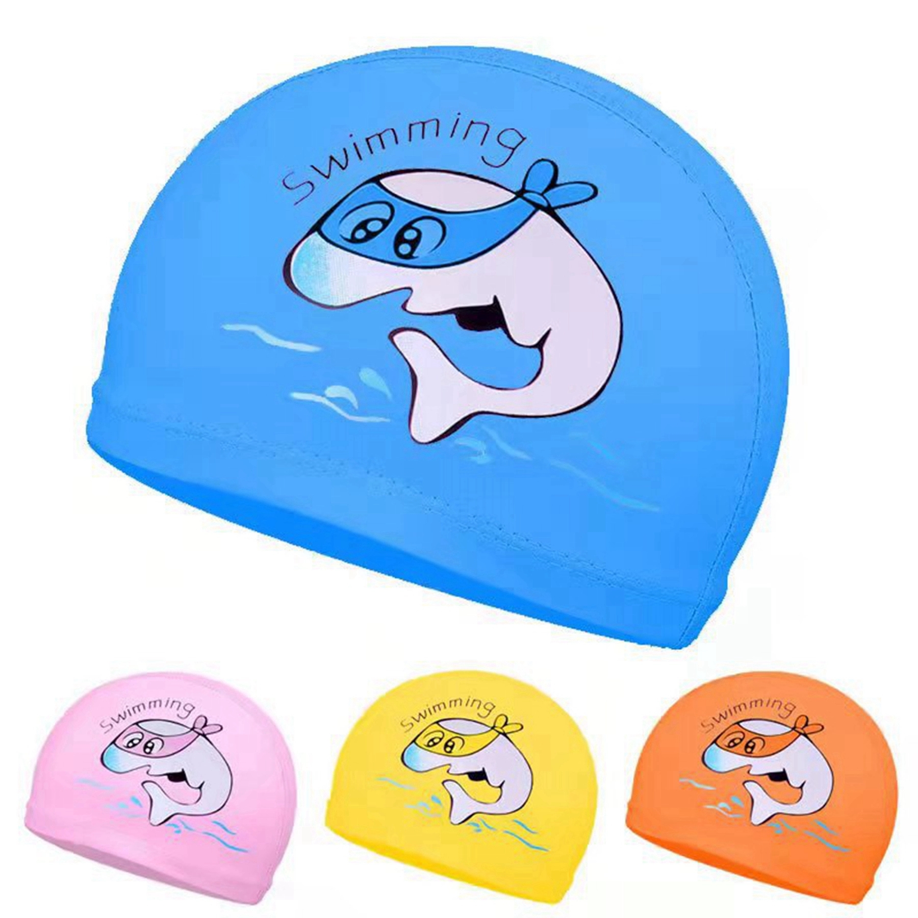 Cartoon Dolphin Print PU Swim Hat 3