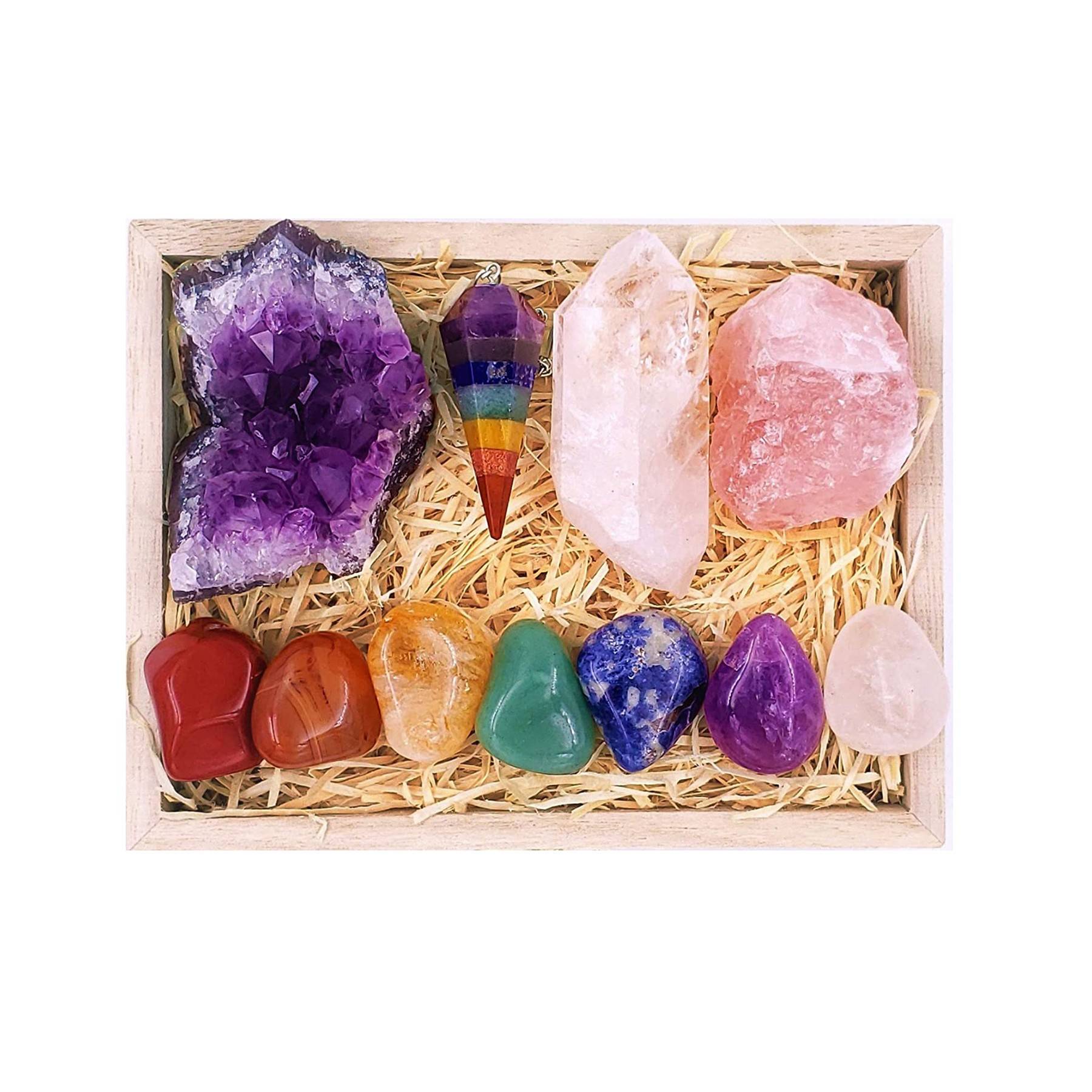 Healing Crystals Kit in Wooden Box 1