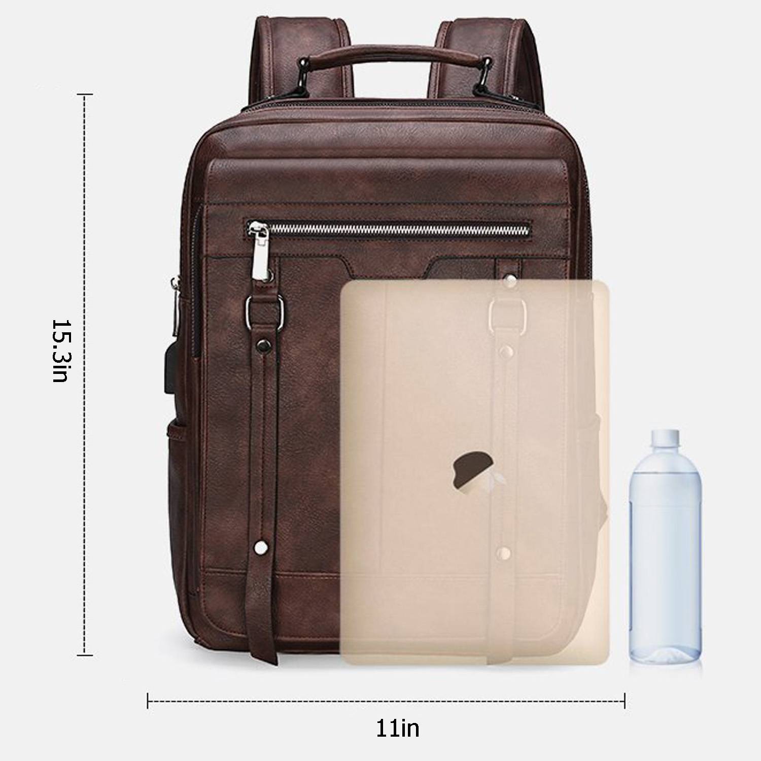 Pu Leather Large Capacity Travel Computer Backpack 4