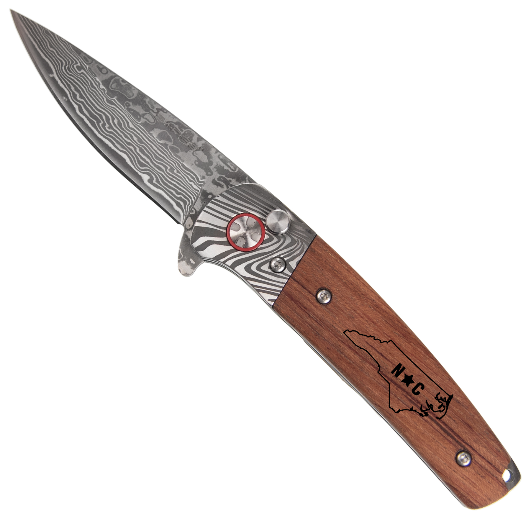 Wildcat - Damascus & Rosewood Pocket Knife 1